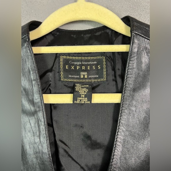 Y2K leather vest , Vintage Express | Black Leather Vest - Picture 3 of 4